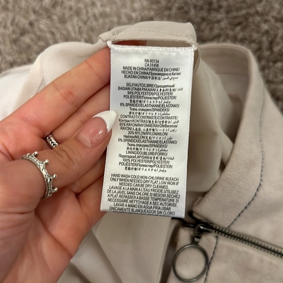 BCBGMAXAZRIA Alaina Cream Mod Style Faux Suede Ring Zip Front Dress - Picture 16 of 16